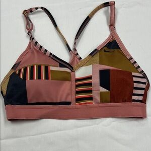 Nike Multicolor Patchwork Sports Bra small adjustable straps padded Dri-fit